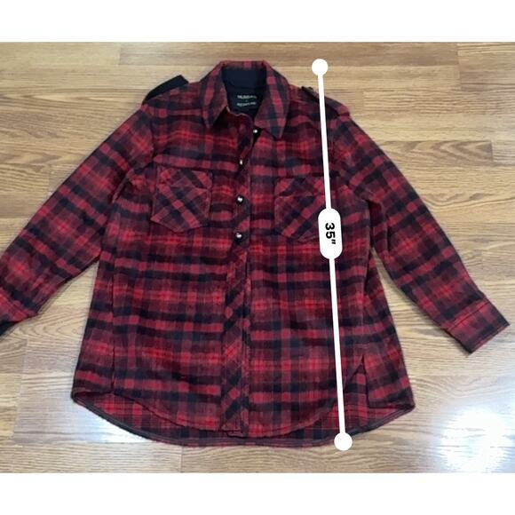DUNDAS x REVOLVE Red Grunge LONDON OVERSIZED SHIRT small - Picture 4 of 14